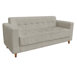 Sofá 03 Lugares Arezzo Suede Marrom Rato Pés Chanfrado Castanho - D'Rossi - 2