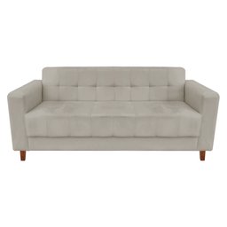 Sofá 03 Lugares Arezzo Suede Marrom Rato Pés Chanfrado Castanho - D'Rossi - 1