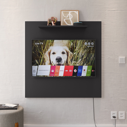 Painel para Tv Smart 32 Polegadas com Nicho Prateleira Sala Quarto Star - Preto - 2