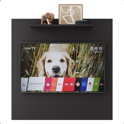Painel para Tv Smart 32 Polegadas com Nicho Prateleira Sala Quarto Star - Preto