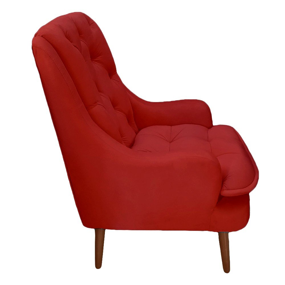 Poltrona Decorativa Lille Suede Vermelho - Dominic Decor - 2