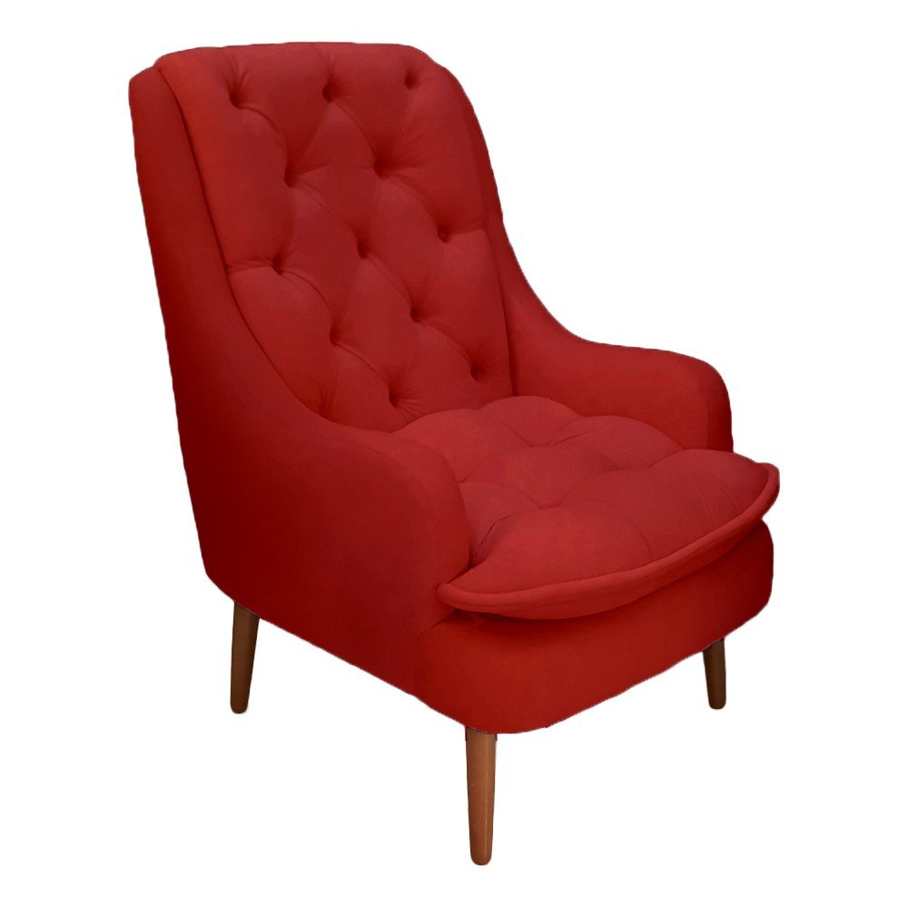 Poltrona Decorativa Lille Suede Vermelho - Dominic Decor - 1