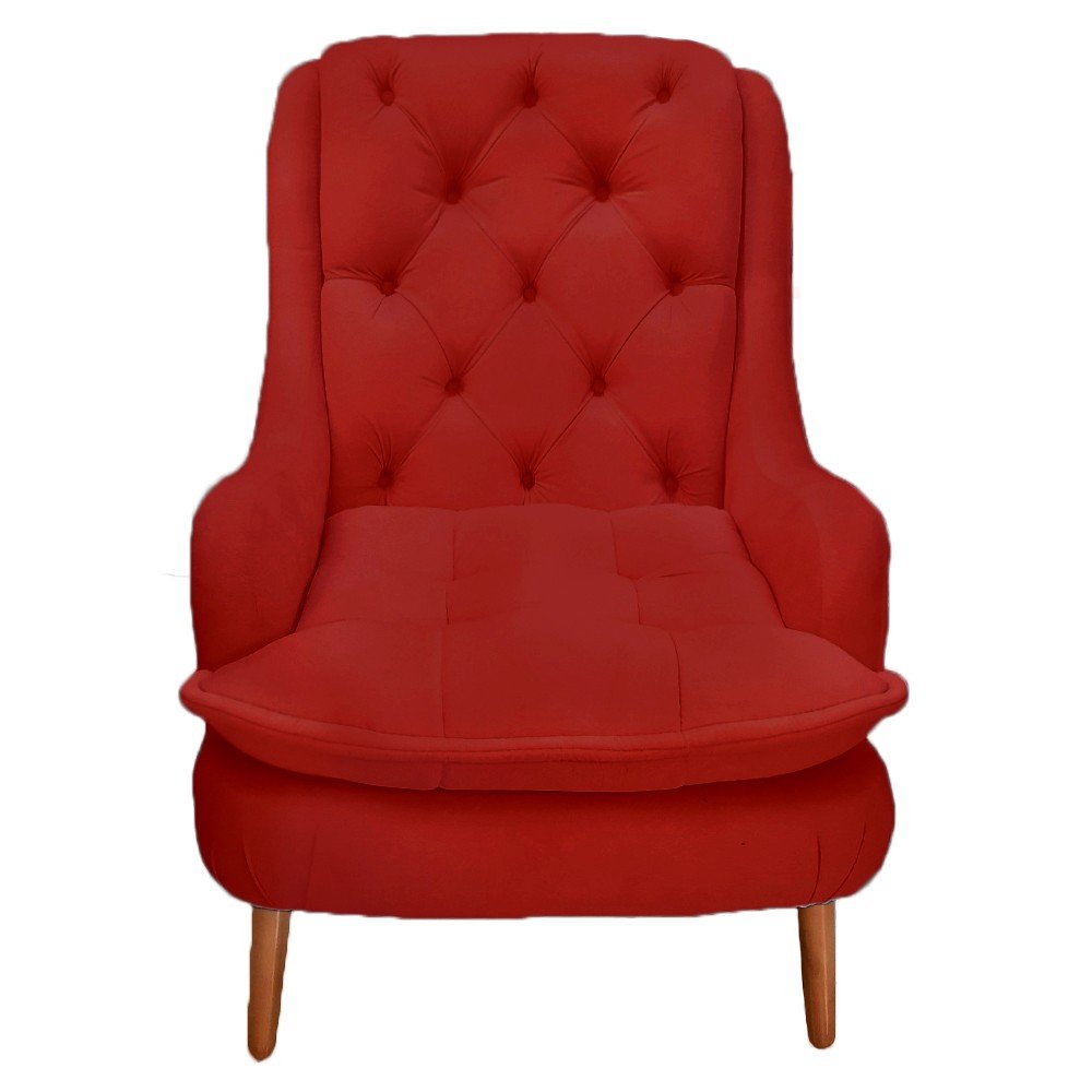 Poltrona Decorativa Lille Suede Vermelho - Dominic Decor - 3