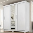 Ver imagem 2 de Guarda Roupa Casal 3 Portas de Correr com Espelho Confo 190 cm Branco Absoluto Zanz