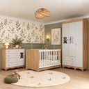 Ver imagem 1 de Quarto de Bebê Completo com Berço Americano 3 em 1 Flor Multimóveis MP4917 Madeirado/Off White