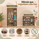 Ver imagem 5 de Quarto de Bebê Completo com Berço Americano 3 em 1 Flor Multimóveis MP4917 Madeirado/Off White