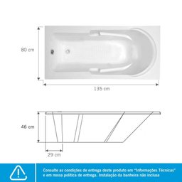 Banheira de Imersão Capri em Gel Coat Luxo 135cm 60 Litros - 3