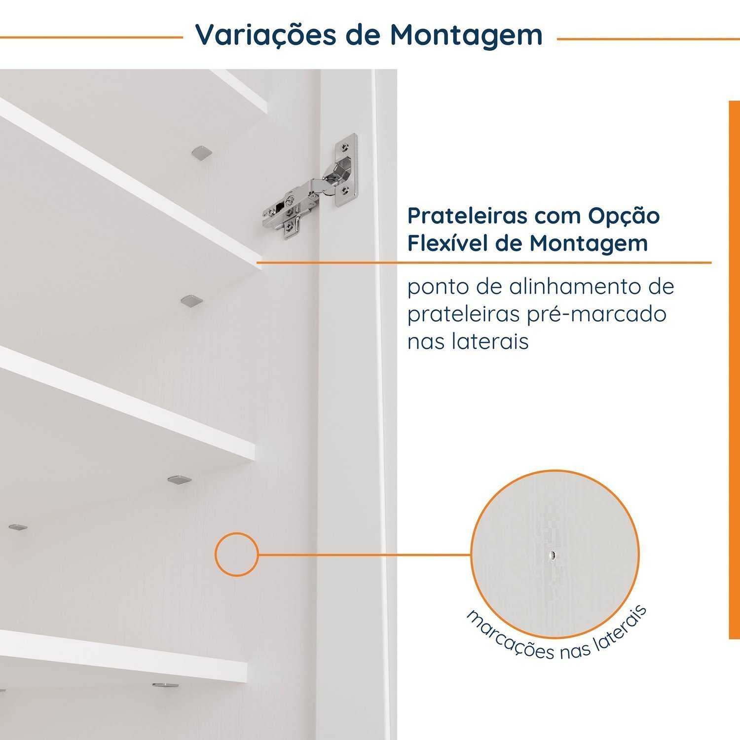 Guarda Roupa Modulado 1 Porta Americana Direita com 6 Prateleiras Hera Cabecasa Madeiramadeira - 4