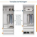 Ver imagem 3 de Guarda-Roupa Planejado 2 Portas Americanas com Cabideiro e 2 Gavetas Hera CabeCasa MadeiraOriginals Branco/Algodão