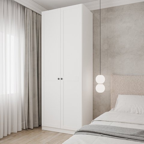 Guarda-Roupa Modulado 2 Portas Americanas com Cabideiro e 2 Gavetas Hera CabeCasa MadeiraOriginals Branco/Algodão