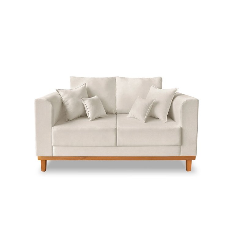 Sofá Beny 2 Lugares 140cm Base de Madeira Linho