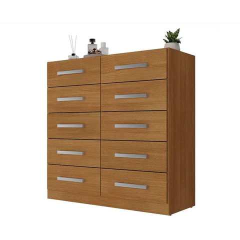 Cômoda Torres 10 Gavetas Cinamomo - Moveís Rodial