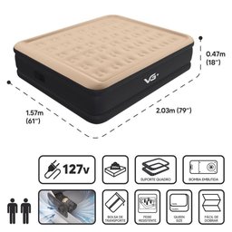 Colchão Inflável Casal Queen Dura Tech Premium Resistente com Bomba Elétrica Embutida Vg Plus - 5