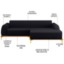 Ver imagem 3 de Sofá 2,45M 4 Lugares com Chaise Direito Pés Gold Molino C-465 Linho Chumbo