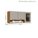 Ver imagem 3 de Armário Aéreo 3 Portas Vidro Fumê Bella Branco/Cinamomo/Off White