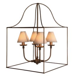 Lustre Rustico Branco Com Cúpula algodão Para Quarto E Sala Libertas Rosas Artesanato Quadrado Doura - 3