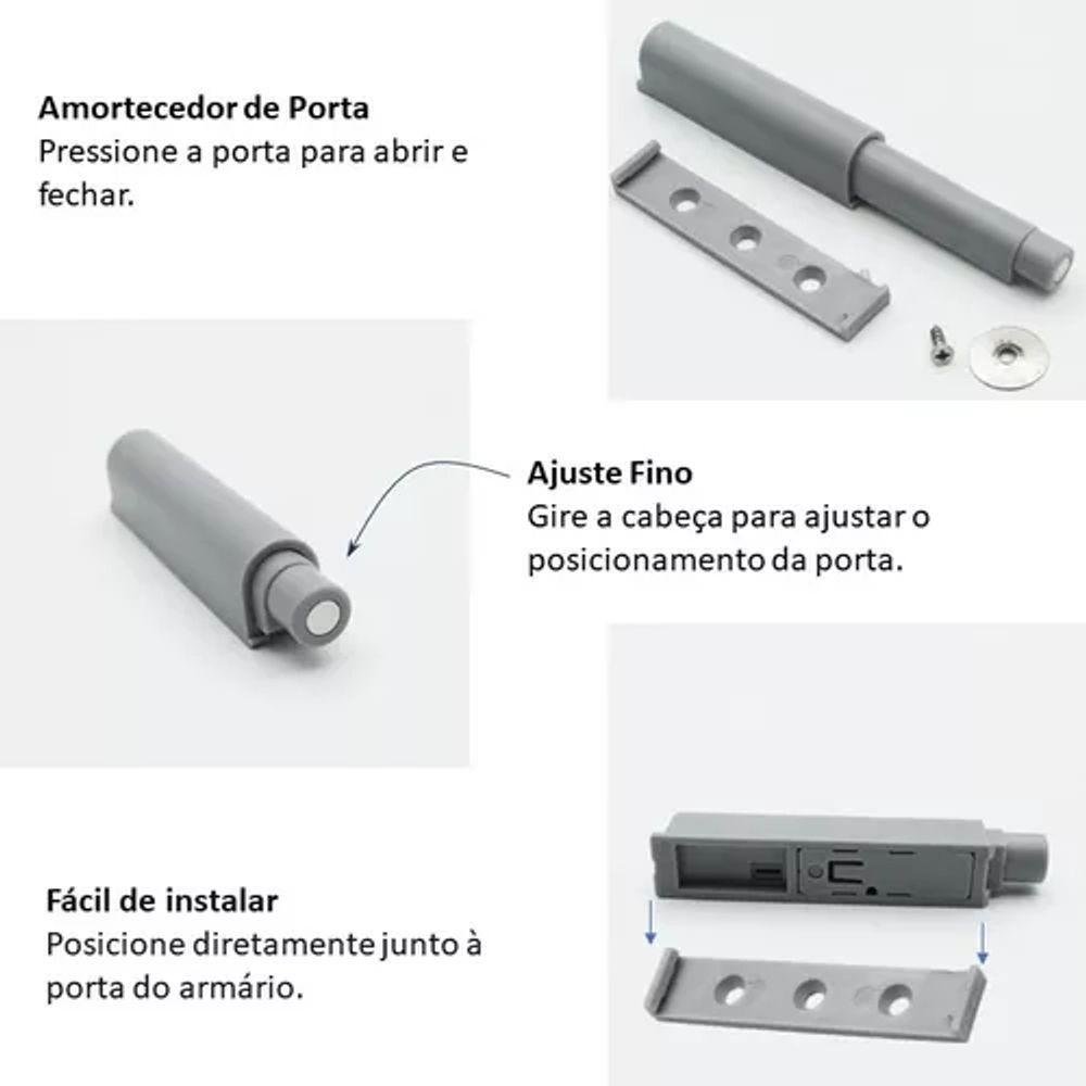 Kit 8 Fechos Toque Magnético Pulsador Gaveta Porta Armário - 2