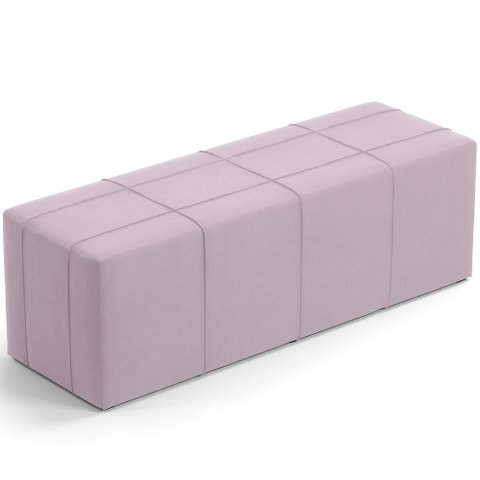 Puff Decorativo Living Sala de Estar 195 cm Roma W01 Suede Rosê - Lyam Lyam Decor