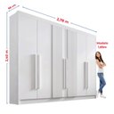 Ver imagem 3 de Guarda Roupa Casal Ripado 6 Portas 6 Gavetas e 1 Gaveta com Chave Dobradiça Slow Zeus Plus Branco