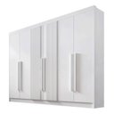 Ver imagem 2 de Guarda Roupa Casal Ripado 6 Portas 6 Gavetas e 1 Gaveta com Chave Dobradiça Slow Zeus Plus Branco