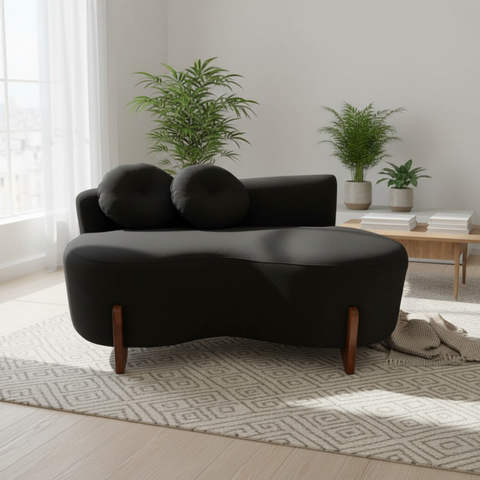 Namoradeira Sofá Feijão Lounge 120cm Orgânica Suede Preto