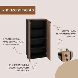 Armário Alto para Escritório com Chave 2 Portas - 13