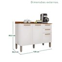 Ver imagem 3 de Balcão para Cozinha 3 Portas 2 Gavetas Bella Branco