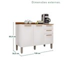 Ver imagem 3 de Balcão para Cozinha 3 Portas 2 Gavetas Bella Branco