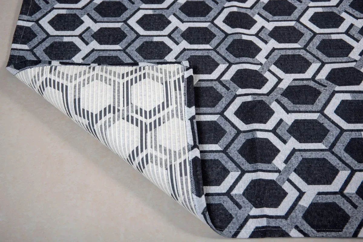 Tapete Tear Geométrico Preto Mosaico para Sala ou Quarto 2 Metros - 4