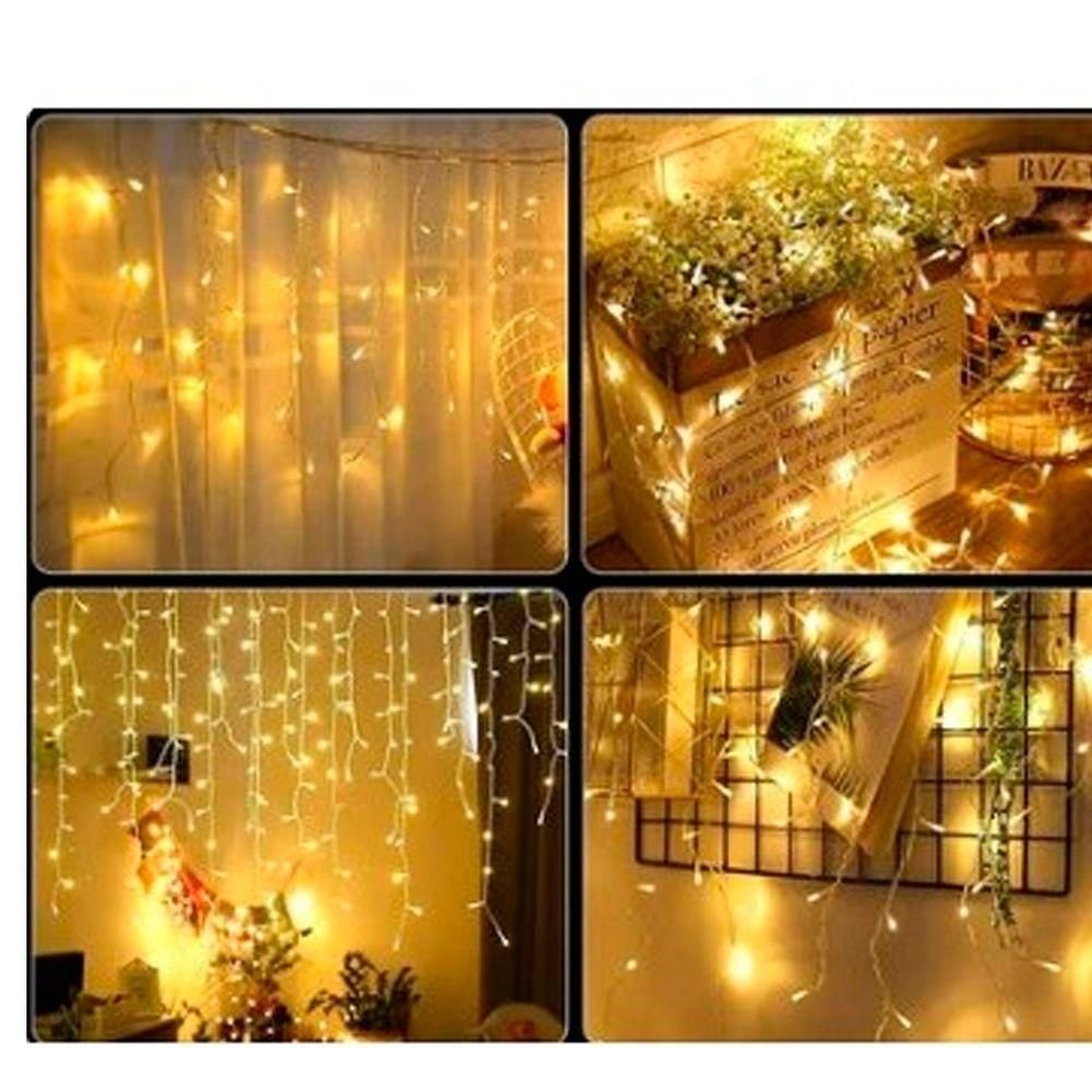 Cascata de Natal 400 Led 9,5mts Branco Quente Fio Branco 110v - 2