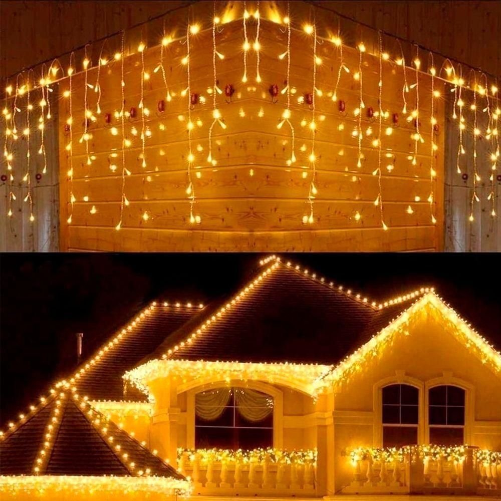 Cascata de Natal 400 Led 9,5mts Branco Quente Fio Branco 110v - 1