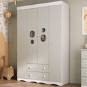 Ver imagem 1 de Guarda-roupa Infantil 122cm com Vidro 4 Portas e 2 Gavetas Sonho Multimóveis Mp4473 Branco/off