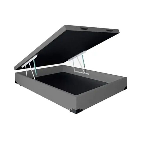 Box Bau Blindado Suede- Viuva 128x188x38 - Novo:cinza