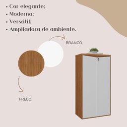 Armário Alto para Escritório com Chave 2 Portas - 8