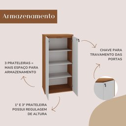 Armário Alto para Escritório com Chave 2 Portas - 10