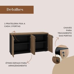 Balcão para Escritório 4 Portas com Chaves - 13