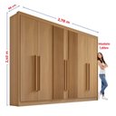 Ver imagem 4 de Guarda Roupa Casal Ripado 6 Portas 6 Gavetas e 1 Gaveta com Chave Dobradiça Slow Zeus Plus Marrom/Cinamomo