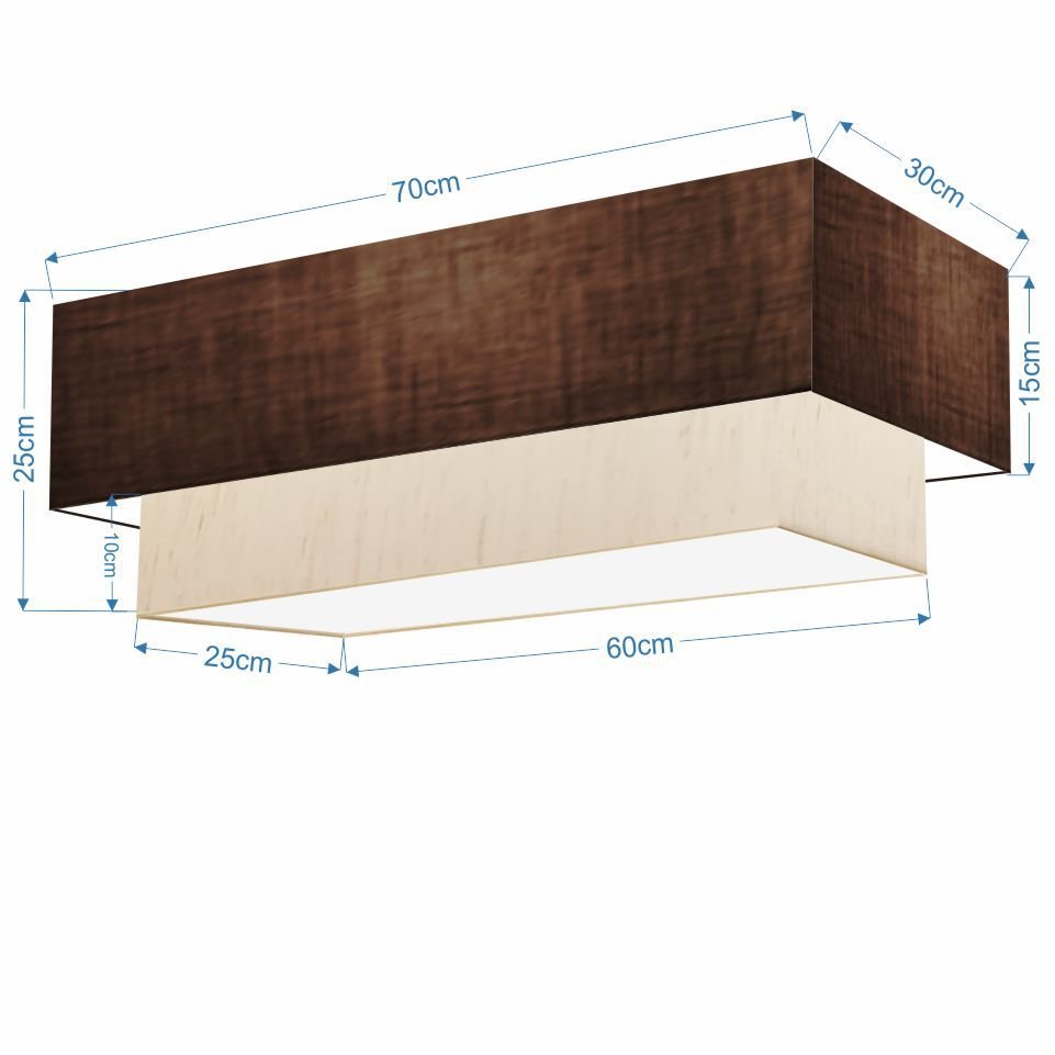 Plafon para Quarto Retangular Sq-3044 Cúpula Cor Café Linho Bege - 2