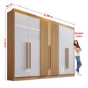 Ver imagem 3 de Guarda Roupa Casal Ripado 6 Portas 6 Gavetas e 1 Gaveta com Chave Dobradiça Slow Zeus Plus Marrom/Cinamomo/Off White