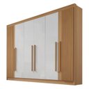 Ver imagem 7 de Guarda Roupa Casal Ripado 6 Portas 6 Gavetas e 1 Gaveta com Chave Dobradiça Slow Zeus Plus Marrom/Cinamomo/Off White