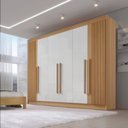 Ver imagem 6 de Guarda Roupa Casal Ripado 6 Portas 6 Gavetas e 1 Gaveta com Chave Dobradiça Slow Zeus Plus Marrom/Cinamomo/Off White