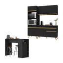 Ver imagem 1 de Cozinha Compacta com Bancada Americana/mesa Veneza Multimóveis Mp2211 Preto/dourado
