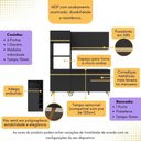 Ver imagem 2 de Cozinha Compacta com Bancada Americana/mesa Veneza Multimóveis Mp2211 Preto/dourado