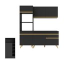 Ver imagem 6 de Cozinha Compacta com Bancada Americana/mesa Veneza Multimóveis Mp2211 Preto/dourado