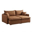 Ver imagem 2 de Sofá Cama Orion 3 Lugares Retrátil 220cm Marrom Veludo com Chaise Assento D28