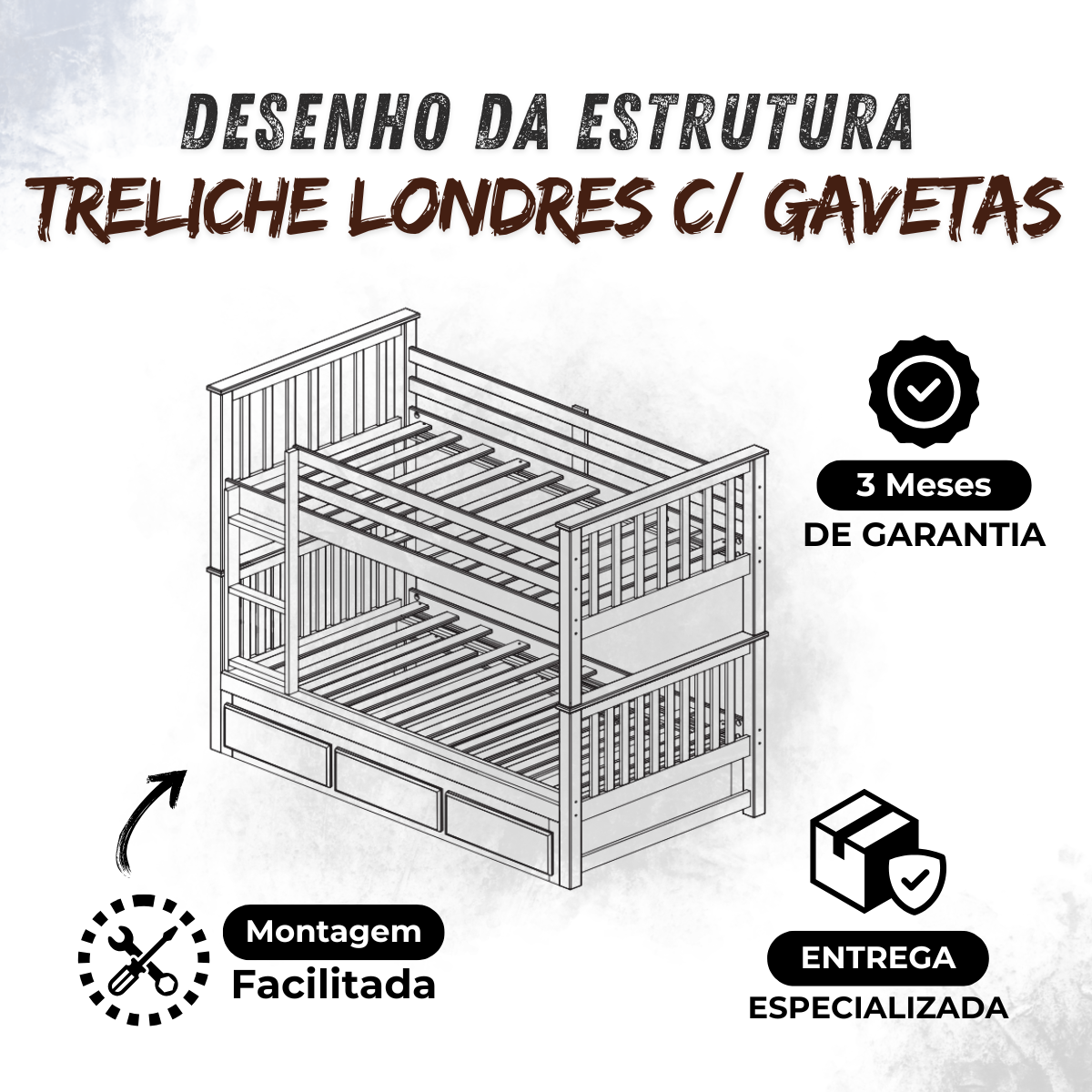 Treliche Londres na Cor Avelã + 3 Colchões Ortobom D28 - 8