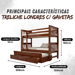 Treliche Londres na Cor Avelã + 3 Colchões Ortobom D28 - 5