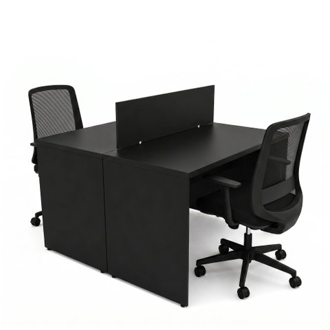 Kit Estação de Trabalho 2 Lugares + 2 Cadeiras de Escritório Ergonômicas Mesa 120x60cm