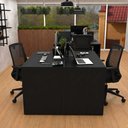 Ver imagem 2 de Kit Estação de Trabalho 2 Lugares + 2 Cadeiras de Escritório Ergonômicas Mesa 120x60cm