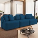 Ver imagem 1 de Sofá 3 Lugares para Sala de Estar Living 228cm Arlo F04 Veludo Azul Marinho - Lyam Decor